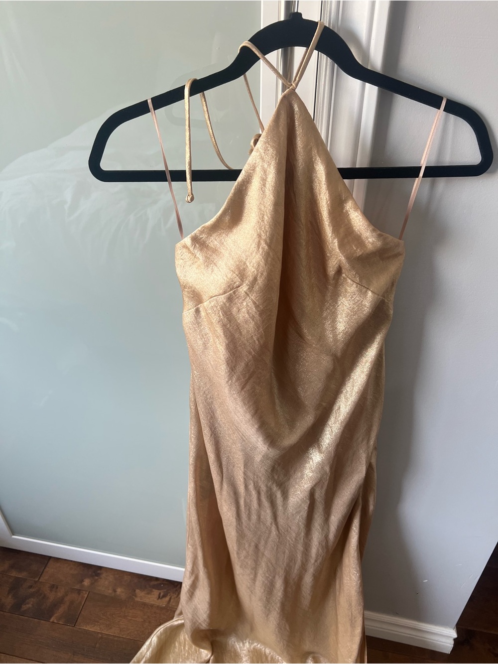 Metallic Gold Halter Maxi Dress